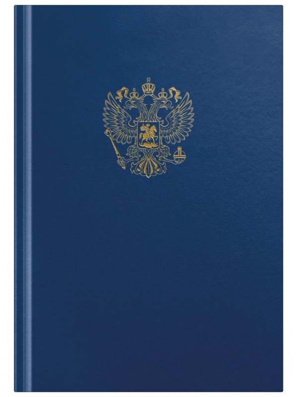 Книга учета OfficeSpace, А4, 96л., клетка, 200*290мм, бумвинил, цвет синий, блок офсетный с гербом