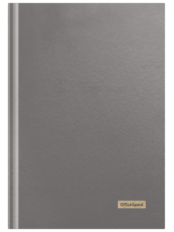 Книга учета OfficeSpace, А4, 96л., клетка, 200*290мм, бумвинил, цвет серый, блок офсетный