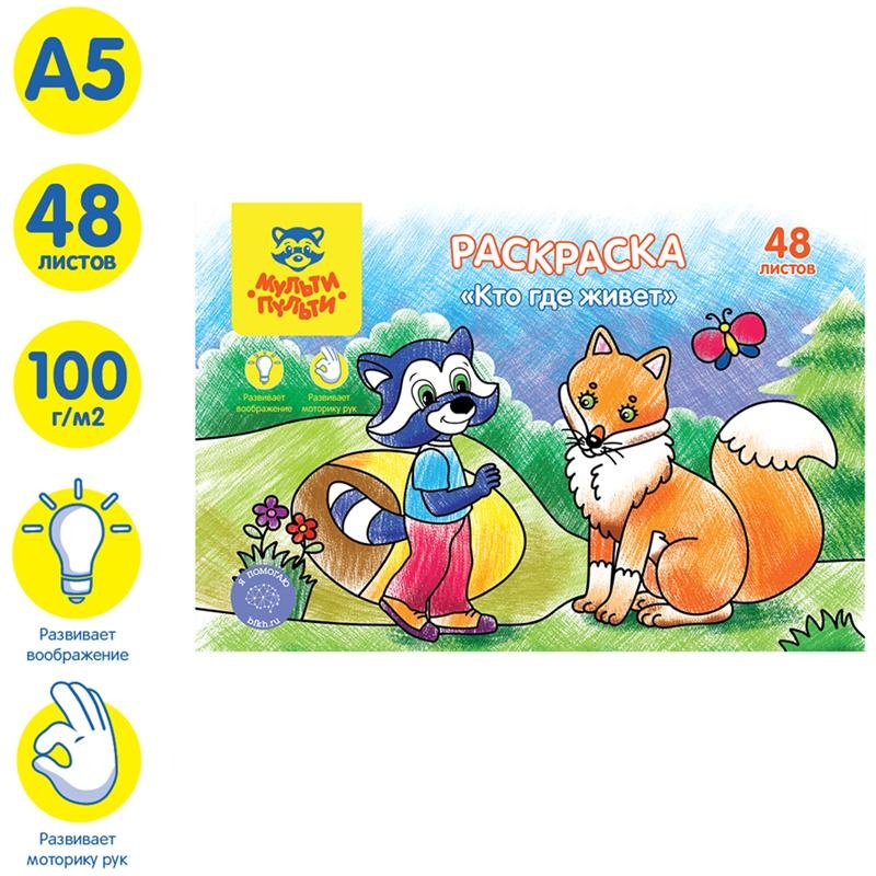 Раскраска в папке А5, 48 л. Мульти-Пульти 