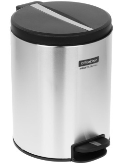 Ведро-контейнер для мусора (урна) OfficeClean Professional Original, 5л, корпус нержавеющая сталь, крышка из пластика, хром