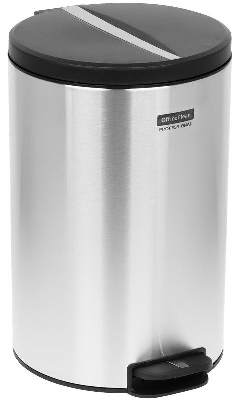 Ведро-контейнер для мусора (урна) OfficeClean Professional Original, 12л, корпус нержавеющая сталь, крышка из пластика, хром