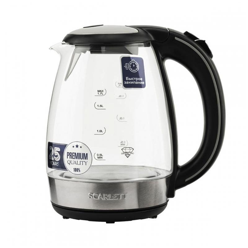 Чайник электрический Scarlett SC-EK27G93, 1,7л, 2200Вт, с подсветкой, стекло/пластик