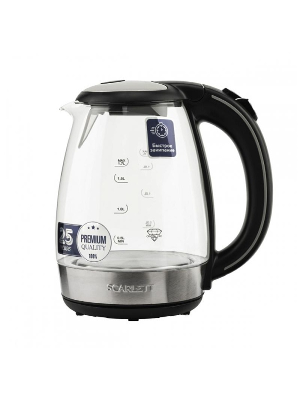 Чайник электрический Scarlett SC-EK27G93, 1,7л, 2200Вт, с подсветкой, стекло/пластик