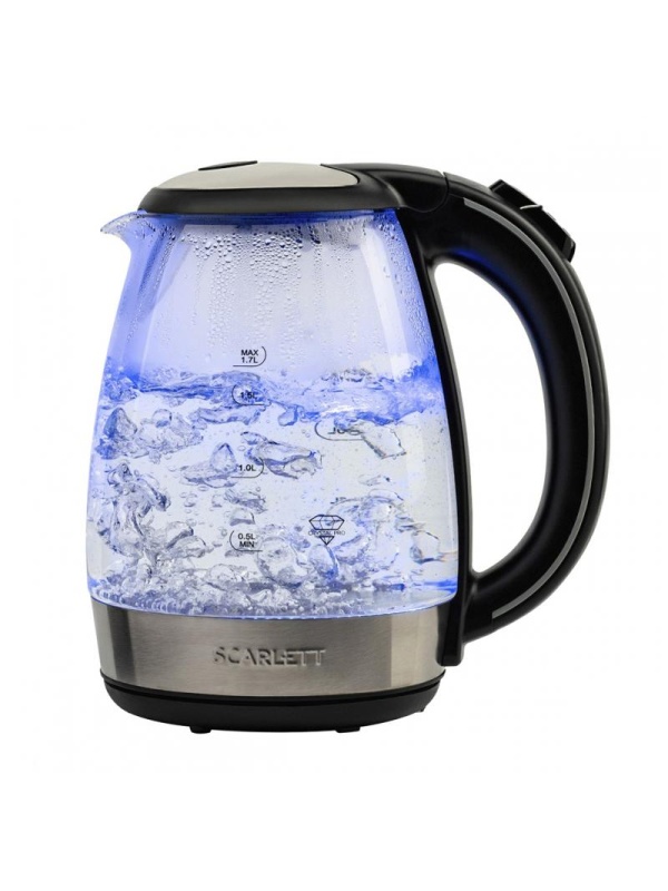 Чайник электрический Scarlett SC-EK27G93, 1,7л, 2200Вт, с подсветкой, стекло/пластик