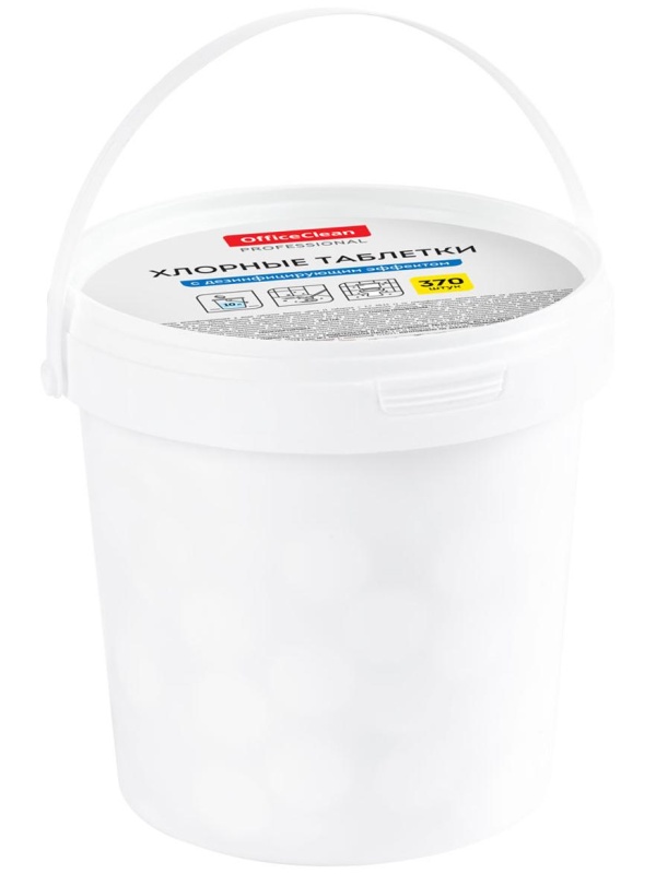 Хлорные таблетки OfficeClean Professional, с дезинфицирующим эффектом, ведро, 370 табл.