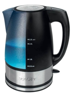 Чайник электрический Scarlett SC-1020, 2,2л, 2200 Вт, с подсветкой, пластик, черный