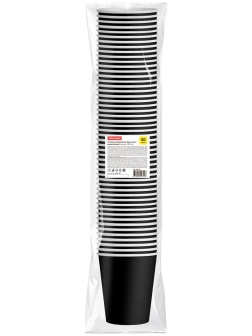 Стаканы одноразовые OfficeClean 250мл, набор 50шт., бумажные однослойные, черные, хол/гор