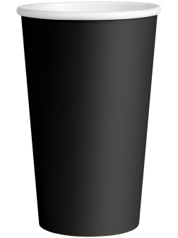 Стаканы одноразовые OfficeClean 400мл, набор 50шт., бумажные однослойные, черные, хол/гор