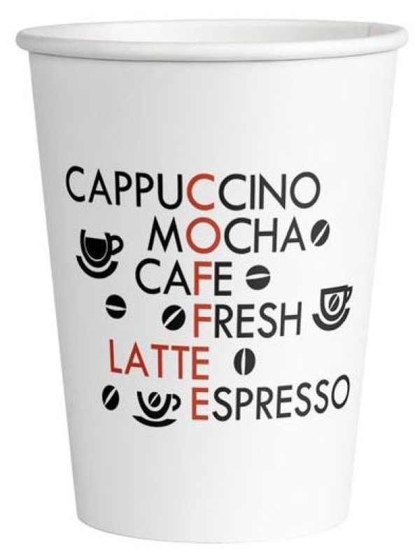 Стаканы одноразовые OfficeClean 300мл, набор 50шт., бумажные однослойные, с печатью, хол/гор