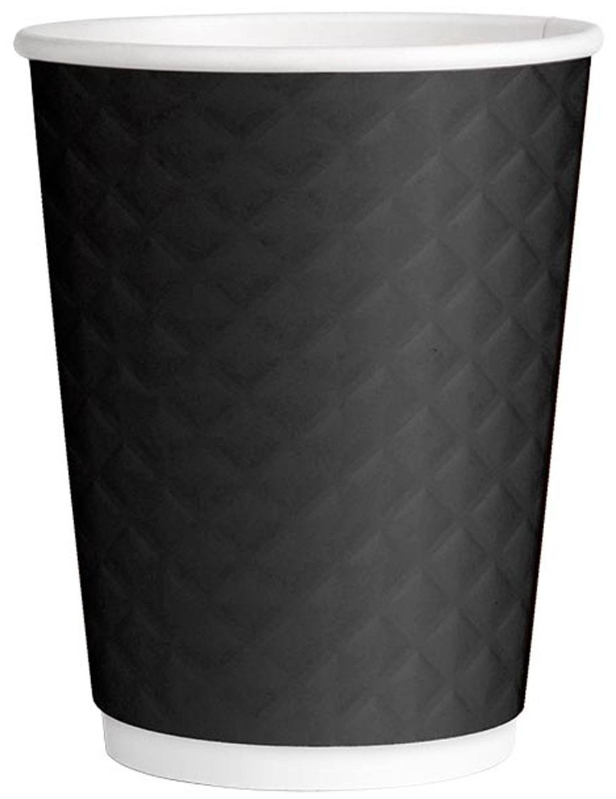 Стаканы одноразовые OfficeClean 250мл, набор 33шт., бумажные двухслойные, Waffle черные, хол/гор