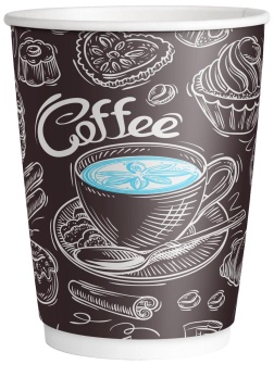 Стаканы одноразовые OfficeClean 350мл, набор 30шт., бумажные двухслойные, с печатью, Coffee, хол/гор