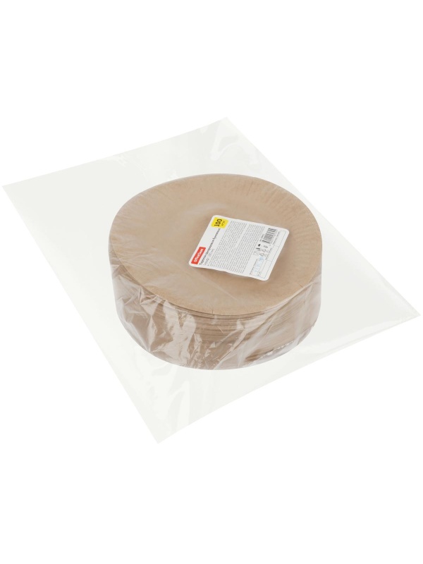 Тарелки одноразовые бумажные OfficeClean, набор 100шт., крафт, 180мм