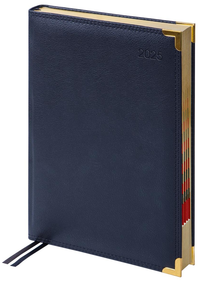 Ежедневник датированный 2025г., А4-(В5), 184л., Delucci, Фактурная кожа, зол. срез, черный, 1 шт.