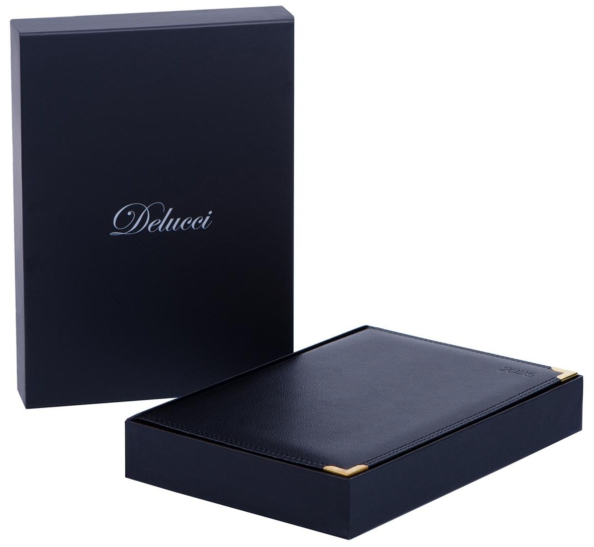 Ежедневник датированный 2025г., А4-(В5), 184л., Delucci, Фактурная кожа, зол. срез, черный, 1 шт.