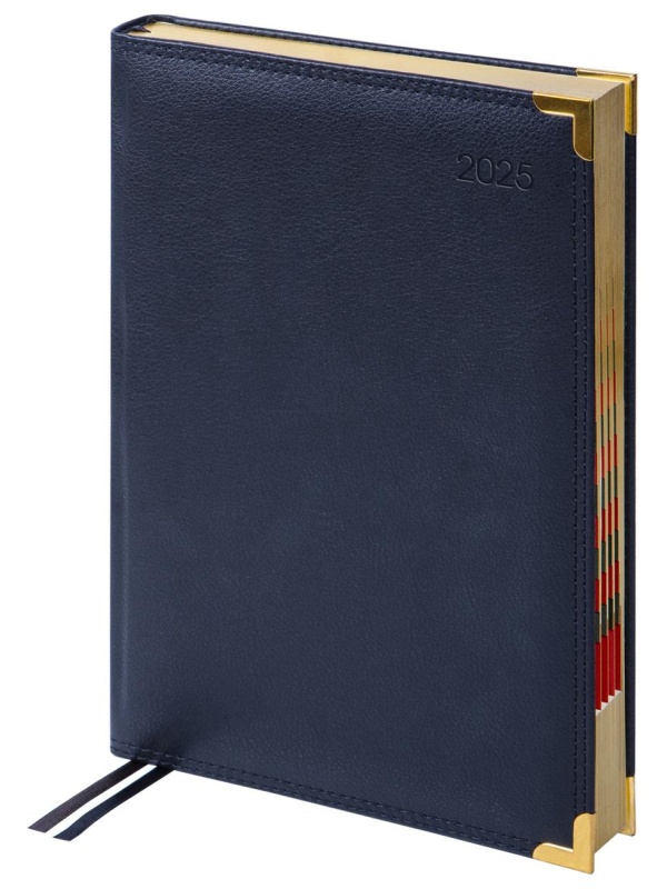 Ежедневник датированный 2025г., А4-(В5), 184л., Delucci, Фактурная кожа, зол. срез, черный, 1 шт.