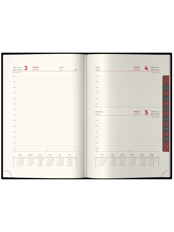 Ежедневник датированный 2025г., А5, 184л., Delucci, Гладкая кожа, зол. срез, черный, 1 шт.