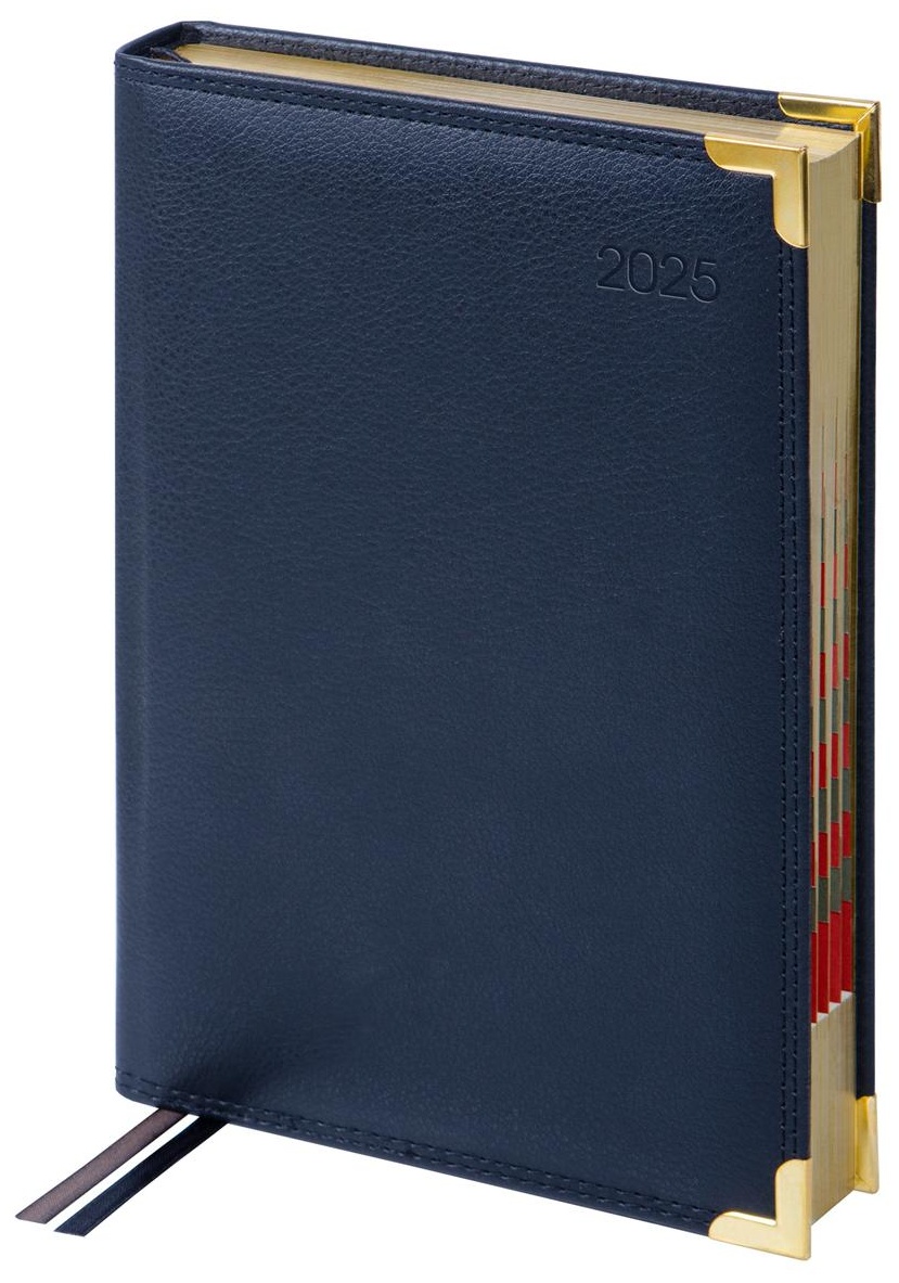 Ежедневник датированный 2025г., А5, 184л., Delucci, Фактурная кожа, зол. срез, черный, 1 шт.