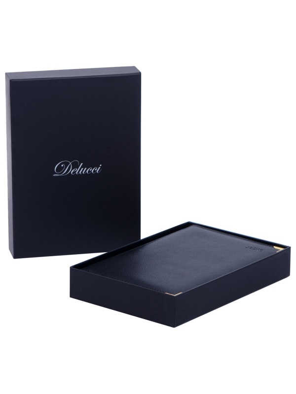 Ежедневник датированный 2025г., А5, 184л., Delucci, Фактурная кожа, зол. срез, черный, 1 шт.