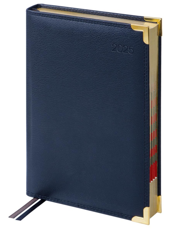 Ежедневник датированный 2025г., А5, 184л., Delucci, Фактурная кожа, зол. срез, черный, 1 шт.