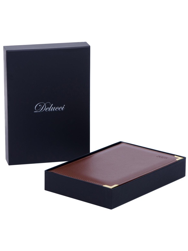 Ежедневник датированный 2025г., А6, 184л., Delucci, Фактурная кожа, зол. срез, коричневый, 1 шт.