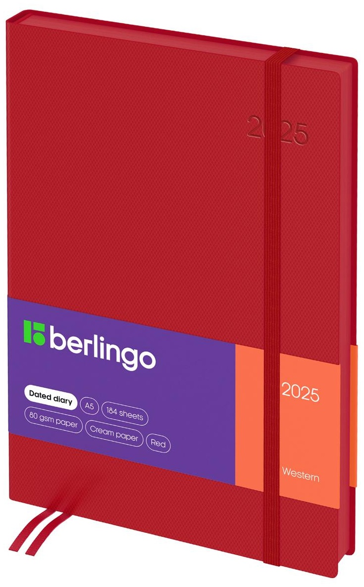 Ежедневник датированный 2025г., А5, 184л., кожзам, Berlingo 