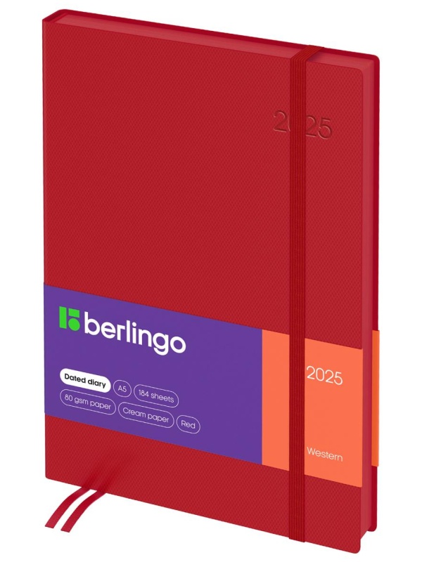 Ежедневник датированный 2025г., А5, 184л., кожзам, Berlingo 