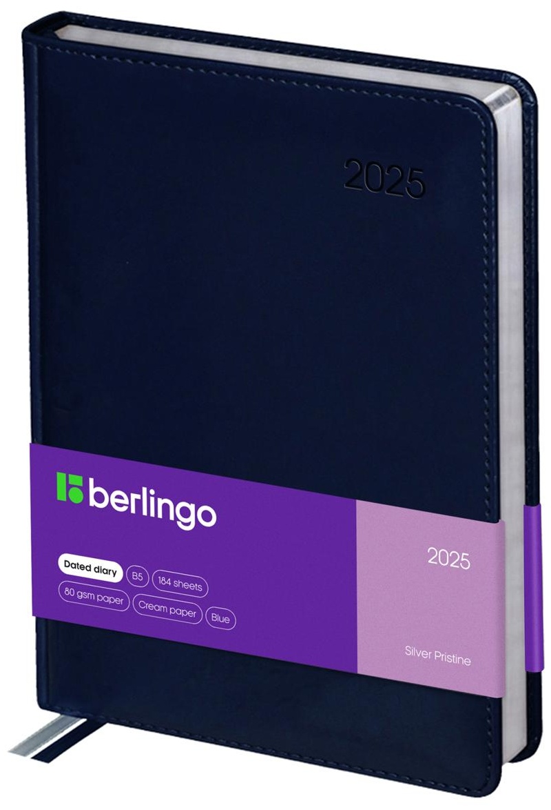 Ежедневник датированный 2025г., А4-(В5), 184л., кожзам, Berlingo 