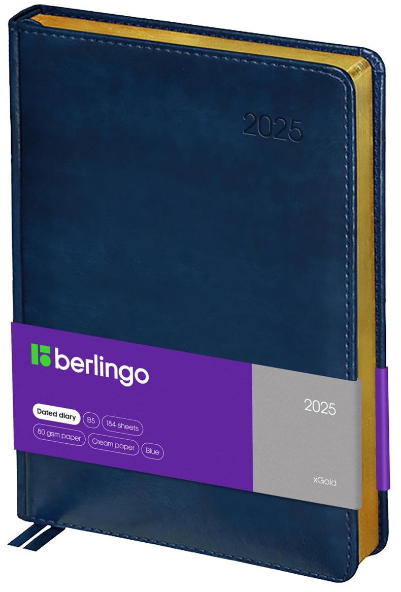 Ежедневник датированный 2025г., А4-(В5), 184л., кожзам, Berlingo 