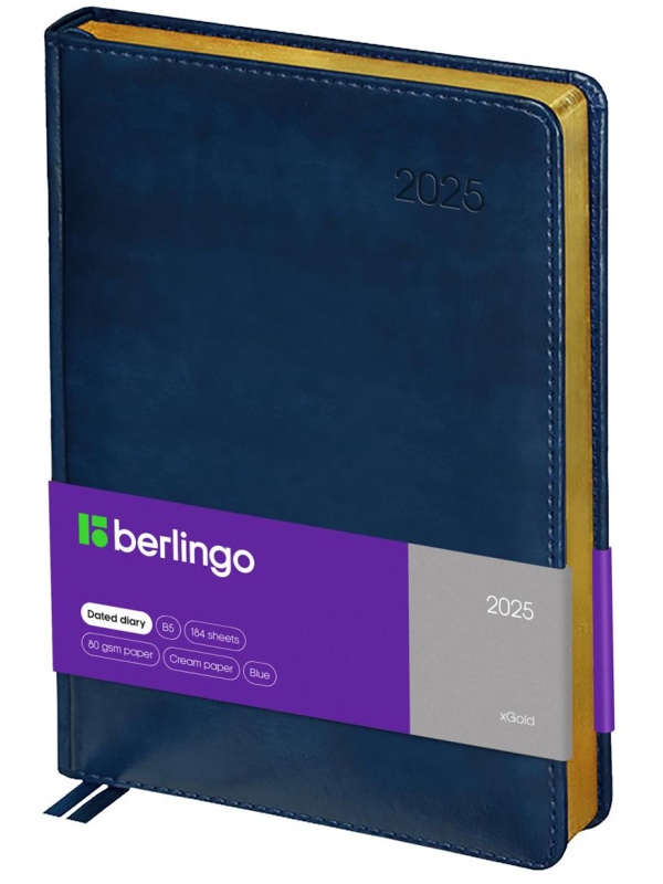 Ежедневник датированный 2025г., А4-(В5), 184л., кожзам, Berlingo 
