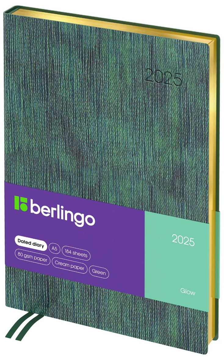 Ежедневник датированный 2025г., А5, 184л., кожзам, Berlingo 
