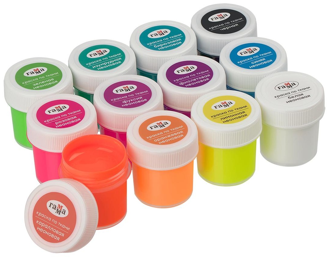 Краски по ткани акриловые Гамма 