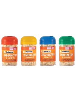 Зубочистки бамбуковые Paterra, 200 шт., в баночке