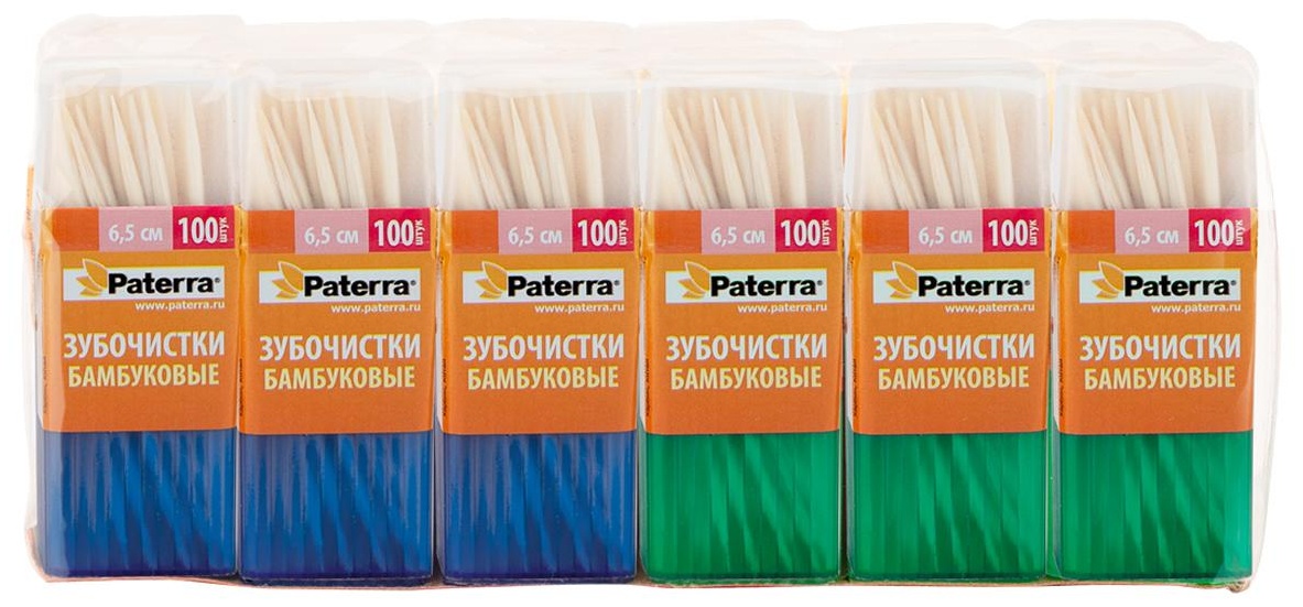 Зубочистки бамбуковые Paterra, 100 шт., в баночке