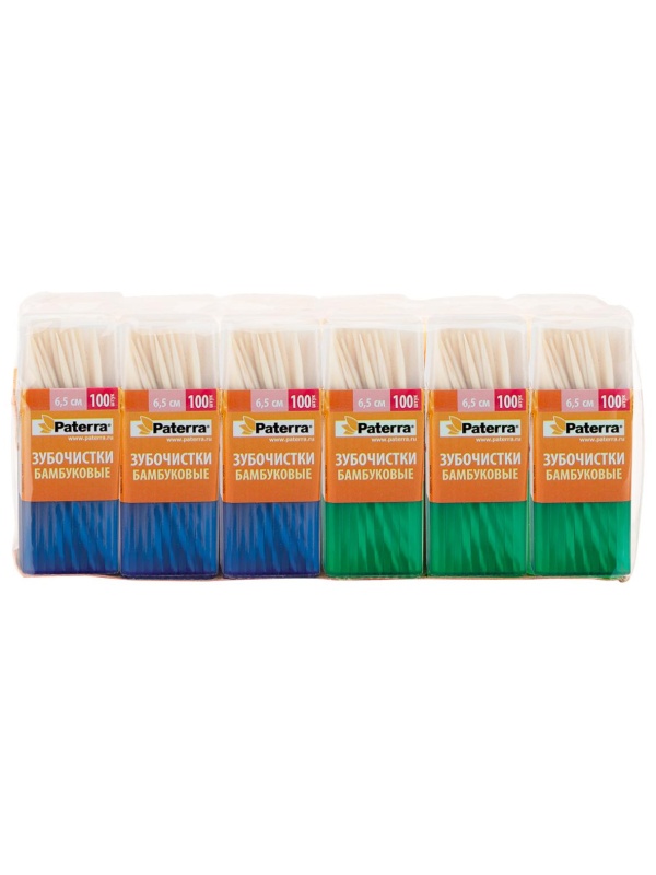 Зубочистки бамбуковые Paterra, 100 шт., в баночке