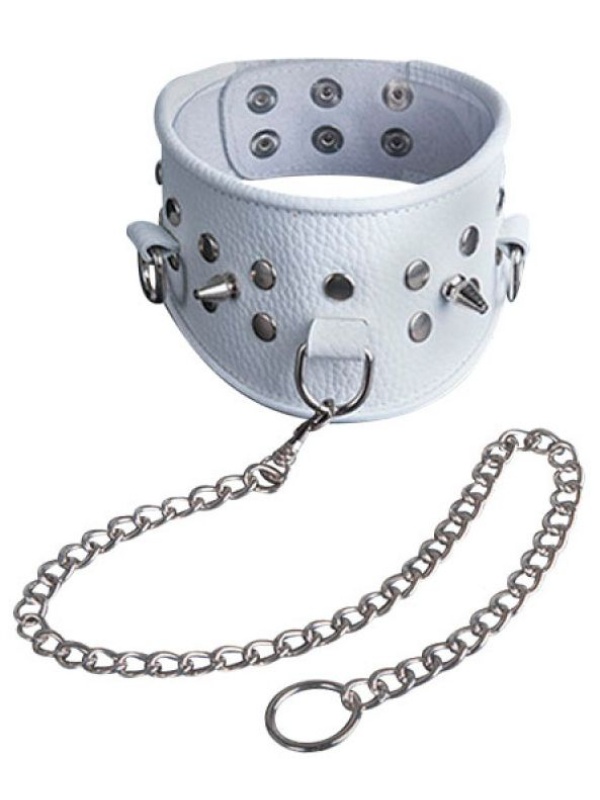 Белый кожаный ошейник 