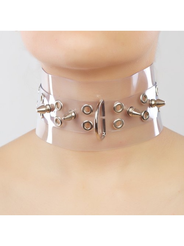 Прозрачный ошейник с шипами