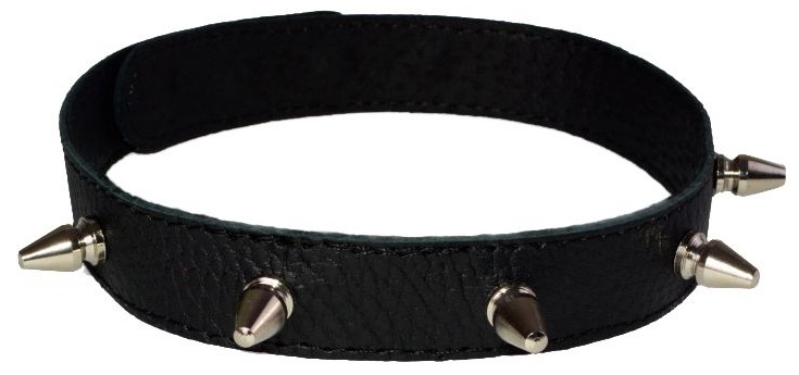 Узкий чёрный ошейник с шипами