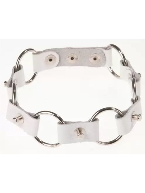 Белый ошейник с колечками