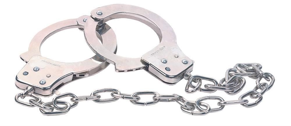 Наручники из металла с длинной цепочкой CHROME HANDCUFFS METAL HANDCUFFS W. KEY