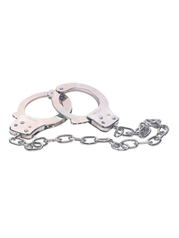 Наручники из металла с длинной цепочкой CHROME HANDCUFFS METAL HANDCUFFS W. KEY