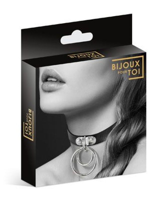 Черный чокер с двумя кольцами