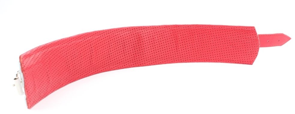 Бело-красный кожаный ошейник