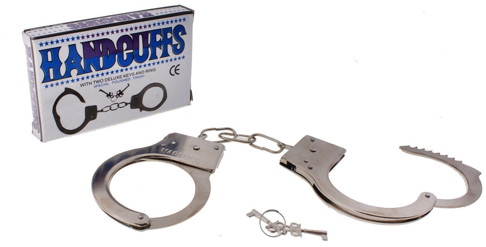 Серебристые металлические наручники с ключиками