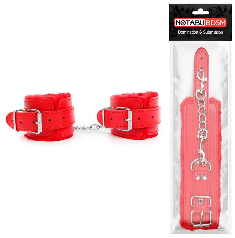 Красные мягкие наручники на регулируемых ремешках