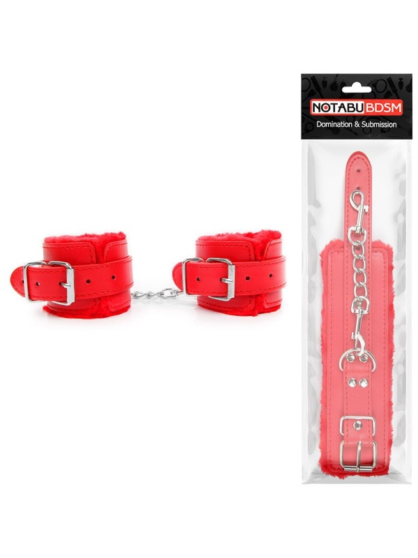 Красные мягкие наручники на регулируемых ремешках