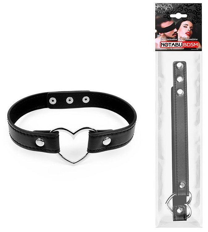 Черный ошейник с сердечком