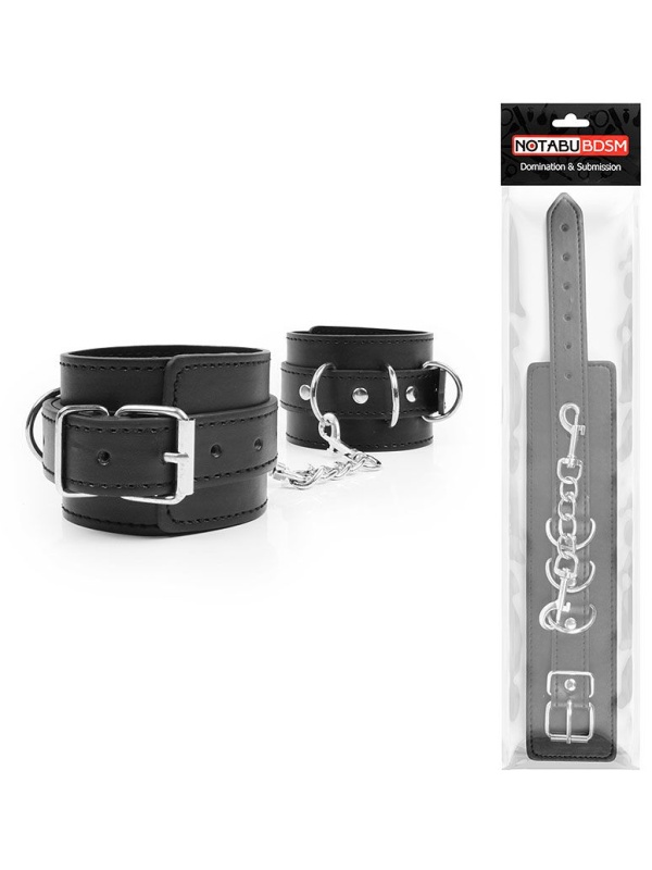 Черные оковы на регулируемых ремешках с цепочкой