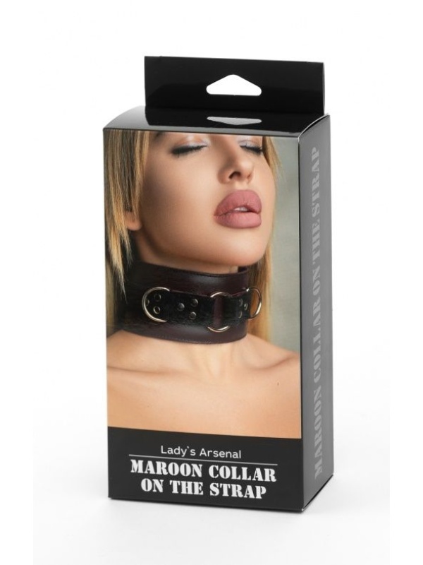 Бордовый ошейник Maroon Collar On The Strap