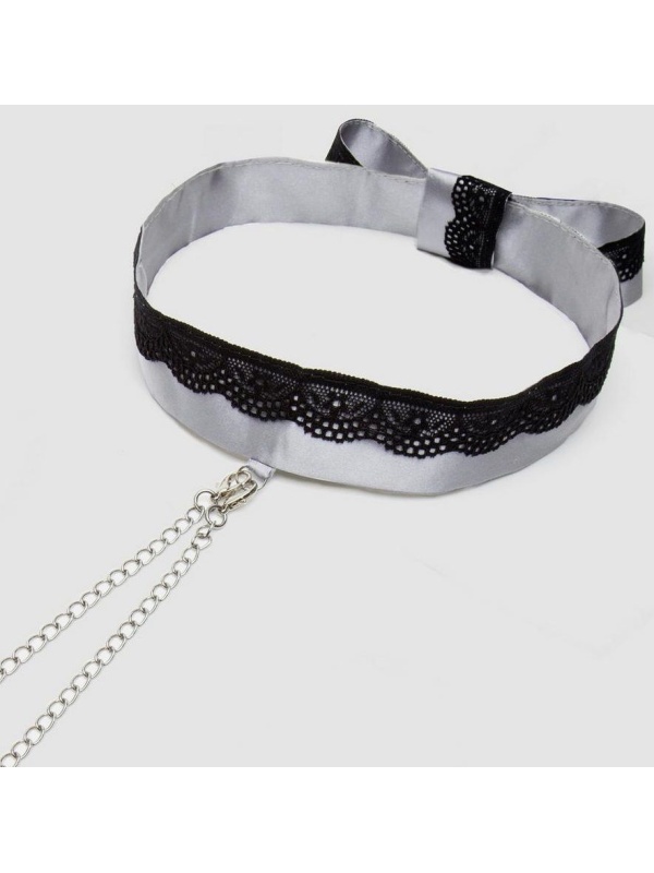 Атласный ошейник с зажимами для сосков Play Nice