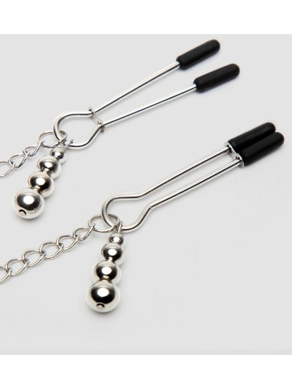 Атласный ошейник с зажимами для сосков Play Nice